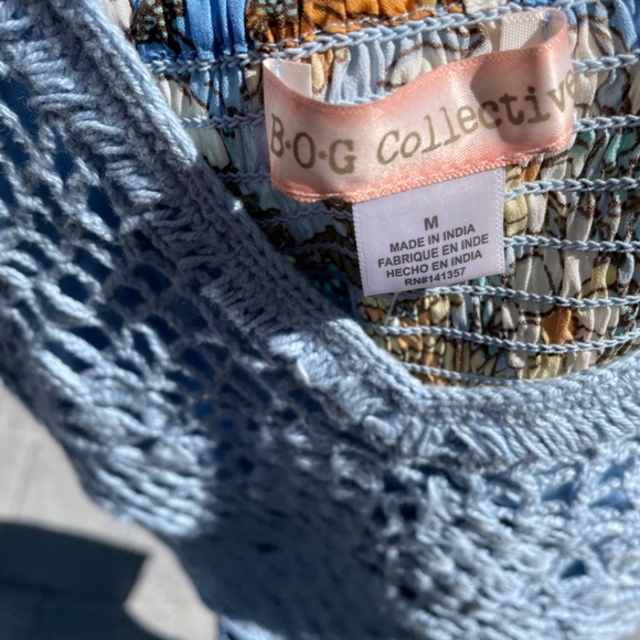 B.O.G. Collective size S crochet top floral lightweight mini dress boho - Picture 9 of 13